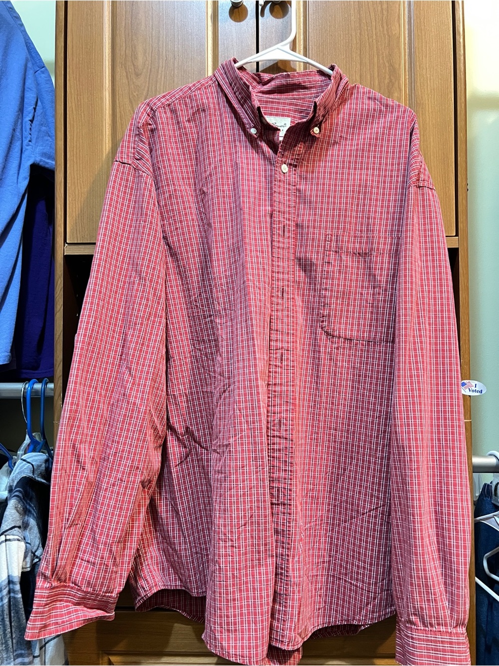 Eddie Bauer Red Plaid Long-Sleeve Button-Down Shirt
